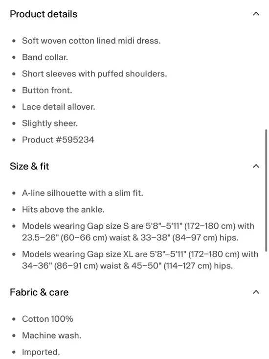 GAP Black Lace Button-Front Midi Dress - Picture 5 of 5